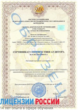 Образец сертификата соответствия аудитора №ST.RU.EXP.00006191-1 Лыткарино Сертификат ISO 50001